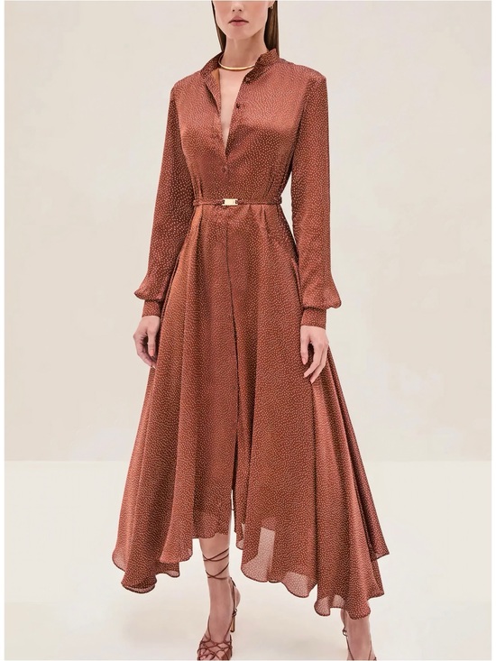 Alexis Dresses & Skirts - NWT ALEXIS Maxi Long-Sleeve Brown Polka-Dot Monico Dress